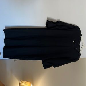 Wool swing dress w gathered sleeves